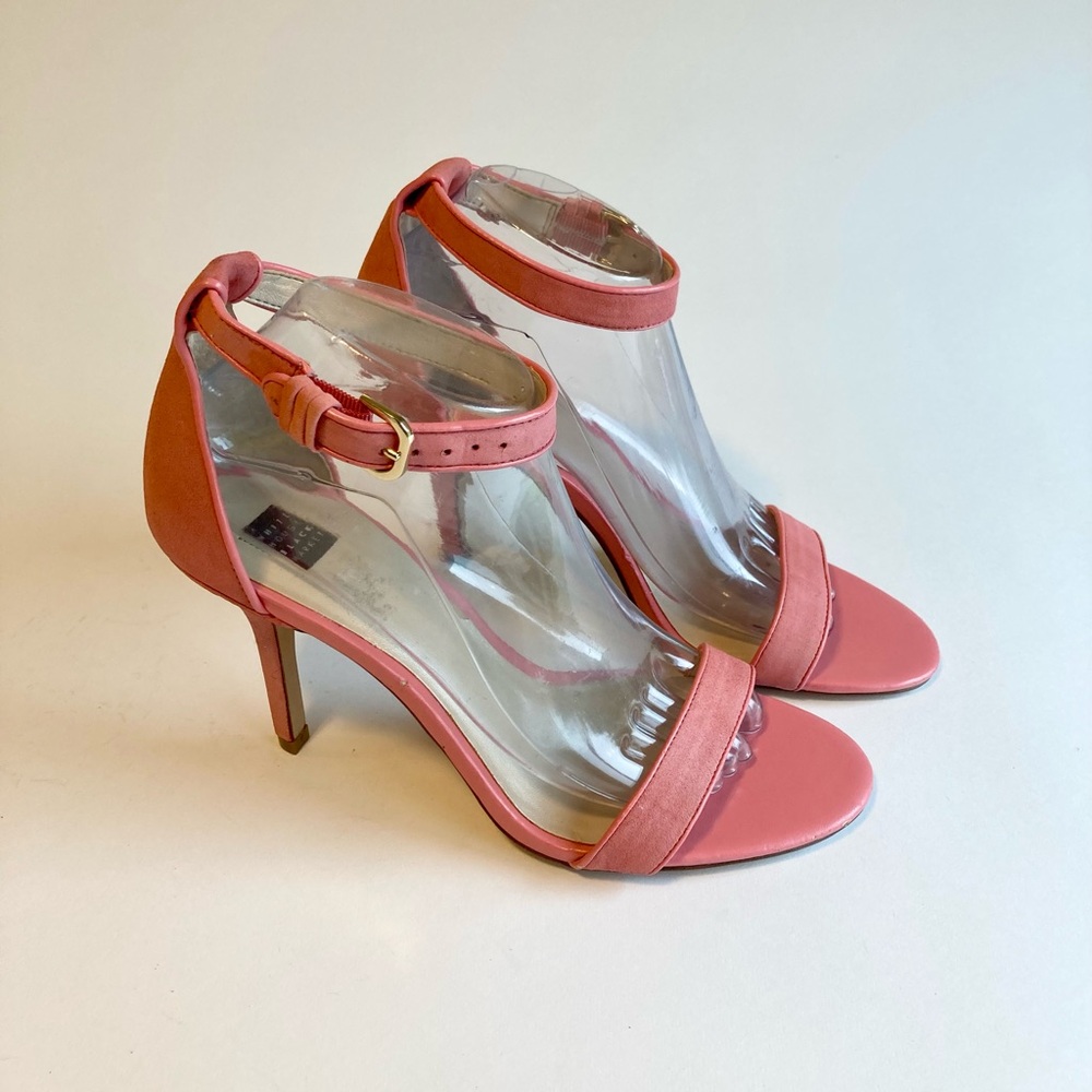 White House Black Market Pink Fabric Leather Ankle Strap Slingbacks size 9